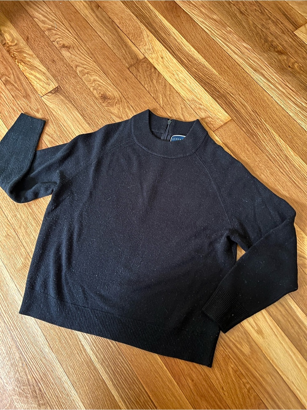 Karen Scott Black Ribbed Mock Neck Sweater